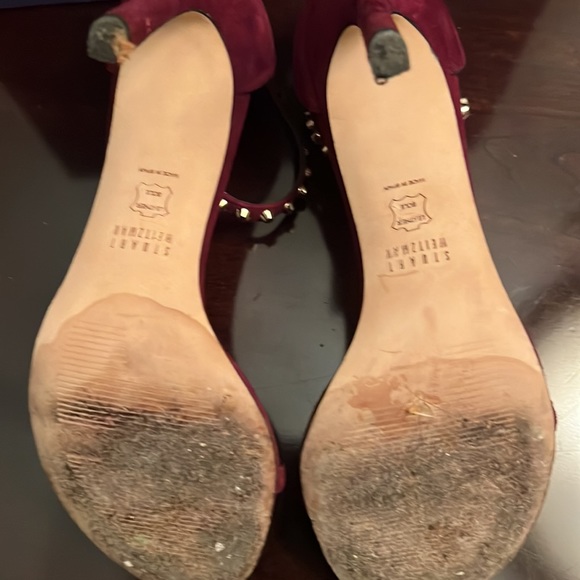 Burgundy Stuart Weizman suede high heel sandals. Size 8 with good condition - Picture 5 of 7